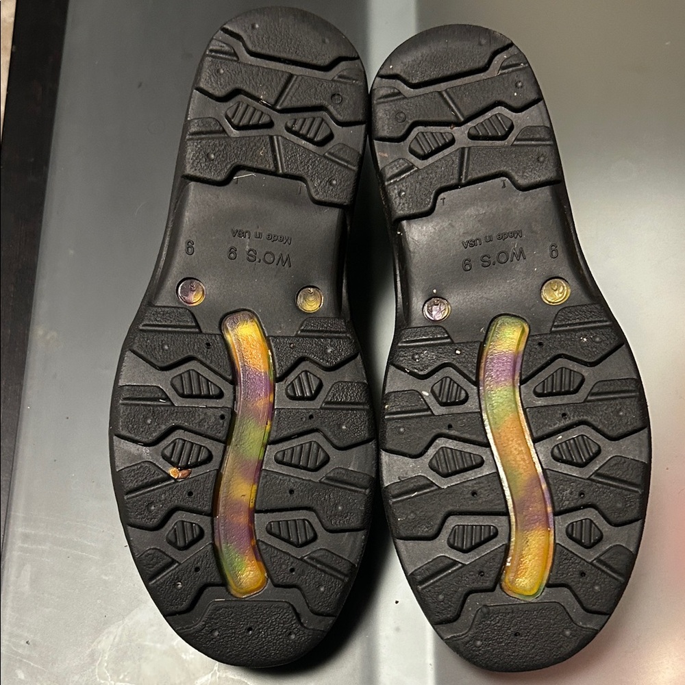 Sloggers Vibrant Yellow Clogs with Purple and Green Paw Prints - Picture 9 of 10